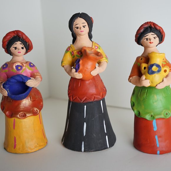 Handcrafted Ceramic Clay Guatemalan Woman Coffee Farmers - Picture 1 of 8